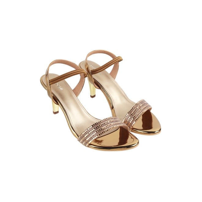 Mochi Women Antique-Gold Party Sandals