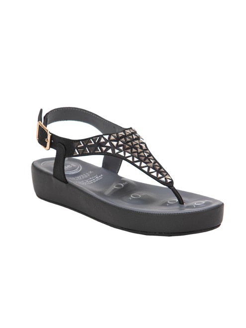 Von Wellx Women Black Casual Sandals