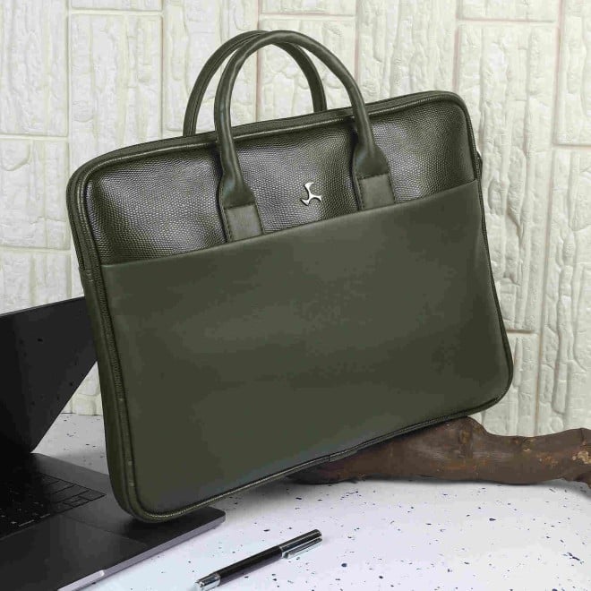 Mochi Unisex  Green Formal Laptop Bags (SKU: 37-48-21-10)