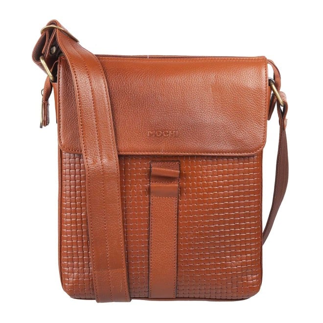Mochi Tan Hand Bags Flap Over Sling