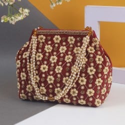 Women Maroon Hand Bags Potlis