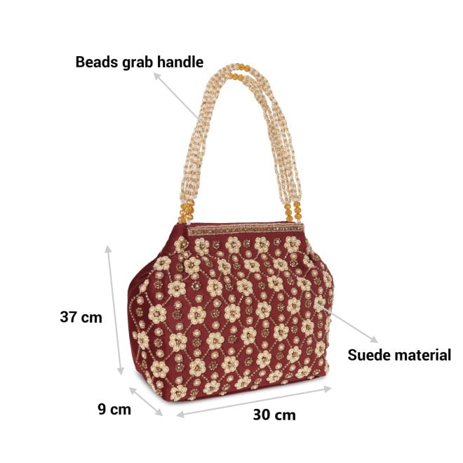 Mochi Women Maroon Hand Bags Potlis (SKU: 38-125-44-10)