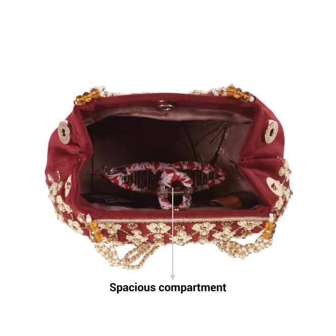 Mochi Women Maroon Hand Bags Potlis (SKU: 38-125-44-10)