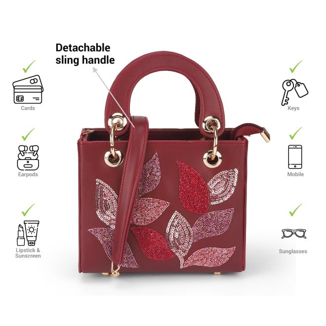 Mochi Women Maroon Satchel Bag (SKU: 38-129-44-10)