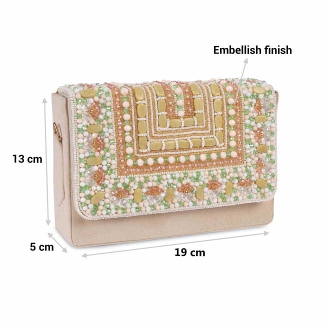 Mochi Women Beige Ethnic-Wedding Clutches (SKU: 38-133-20-10)