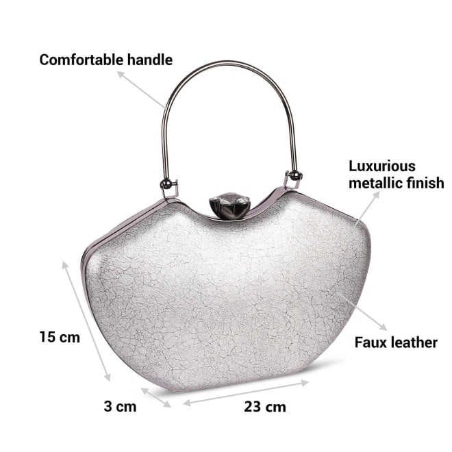 Mochi Women Silver Party-Fashion Clutches (SKU: 38-140-27-10)