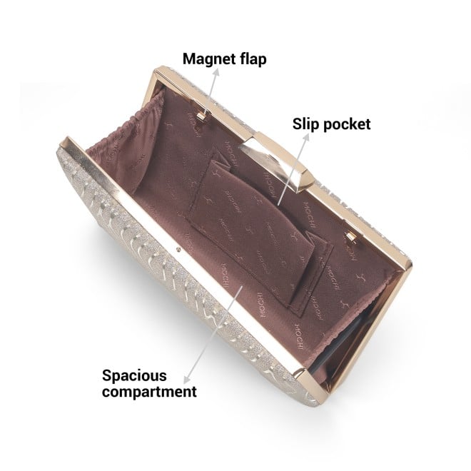 Mochi Women Gold Hand Bags Clutches (SKU: 38-199-15-10)