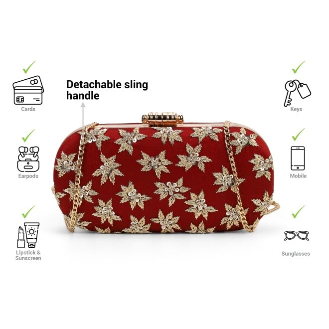 Mochi Women Maroon Clutch (SKU: 38-225-44-10)