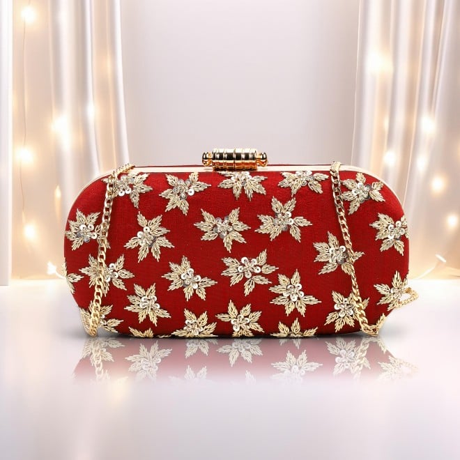 Mochi Women Maroon Clutch