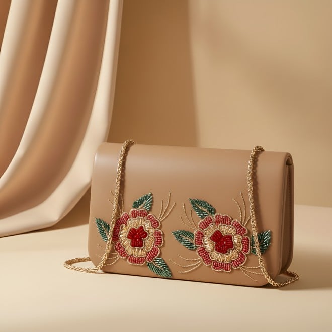 Mochi Women Beige Clutch