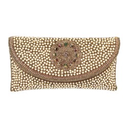 Mochi Antique-Gold Womens Bags Flap Clutch