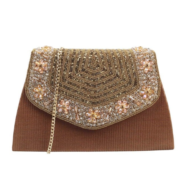 Mochi Antique-Gold Hand Bags Envelope Clutch