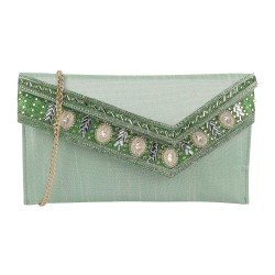 Mochi Light-Green Hand Bags Envelope Clutch