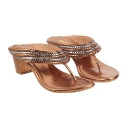 Women Antique-Gold Ethnic Slip Ons