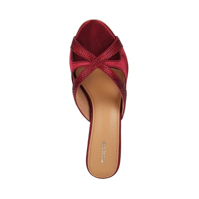 Mochi Women Maroon Casual Slip Ons (SKU: 40-113-44-36)