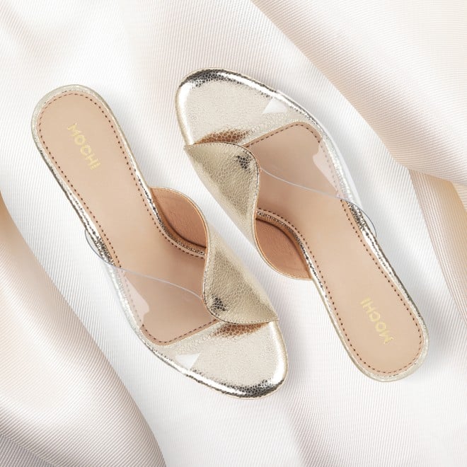 Mochi Women Gold Party Sandals