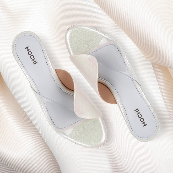 Mochi Women White Party Sandals