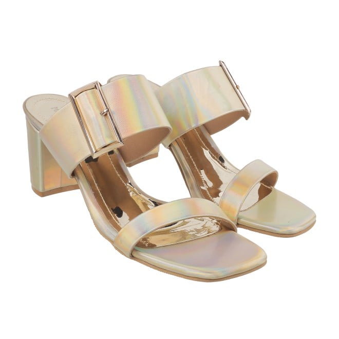 Mochi Women Gold Casual Slip Ons