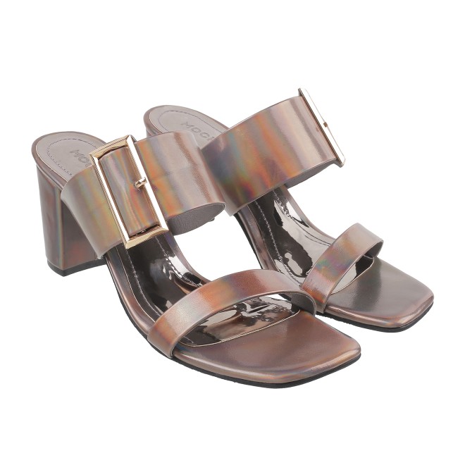 Mochi Women Gun-Metal Casual Slip Ons