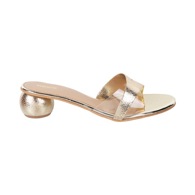 Mochi Women Gold Party Slip Ons (SKU: 40-179-15-36)