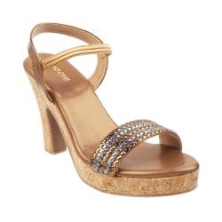 Buy Mochi Women Antique-Gold Party Sandals Online