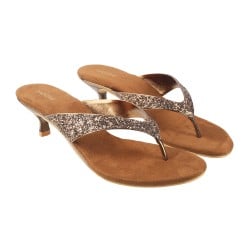 Women Antique-Gold Party Slip Ons