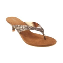 Women Antique-Gold Party Slip Ons