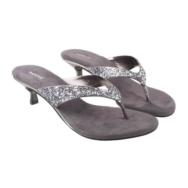 Mochi Women Gun-Metal Party Slip Ons