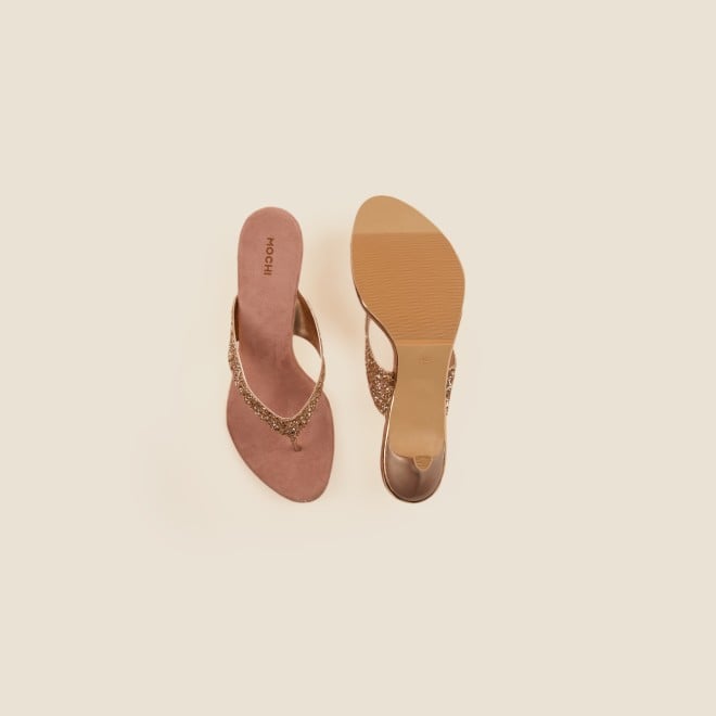 Mochi Women Rose-Gold Party Slip Ons (SKU: 40-2333-52-36)