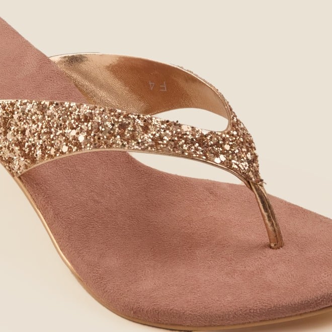 Mochi Women Rose-Gold Party Slip Ons (SKU: 40-2333-52-36)