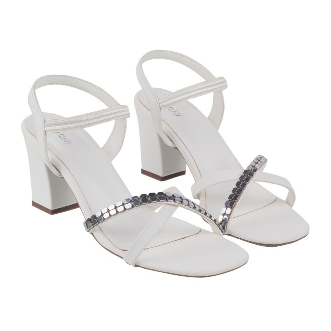 Mochi Women White Party Sandals