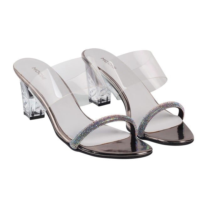 Mochi Women Silver Party Sandals