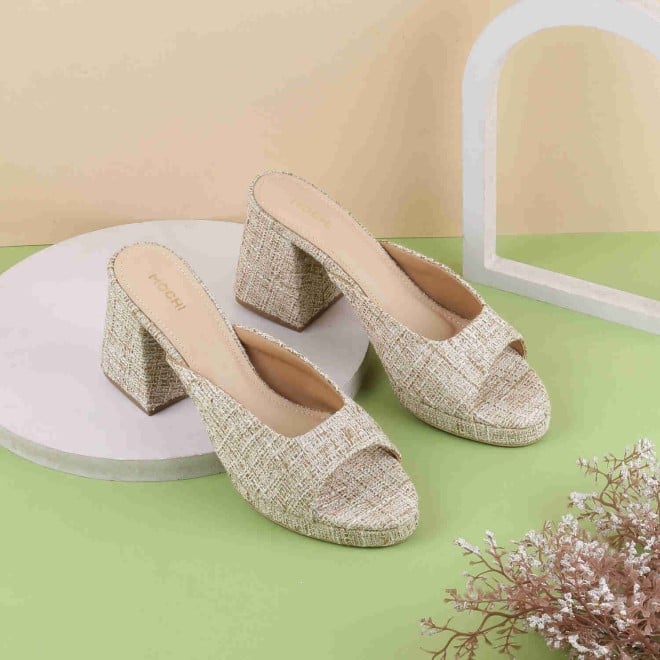 Mochi Women Beige Casual Sandals