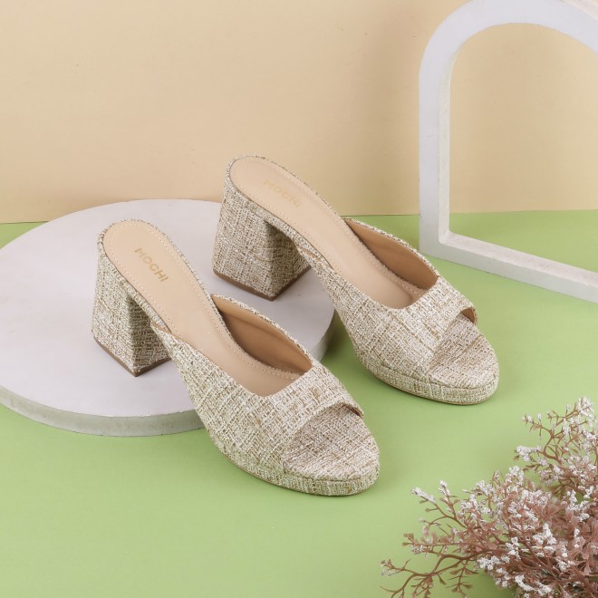 Mochi Women Beige Casual Sandals