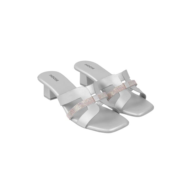 Mochi Women Silver Casual Slip Ons