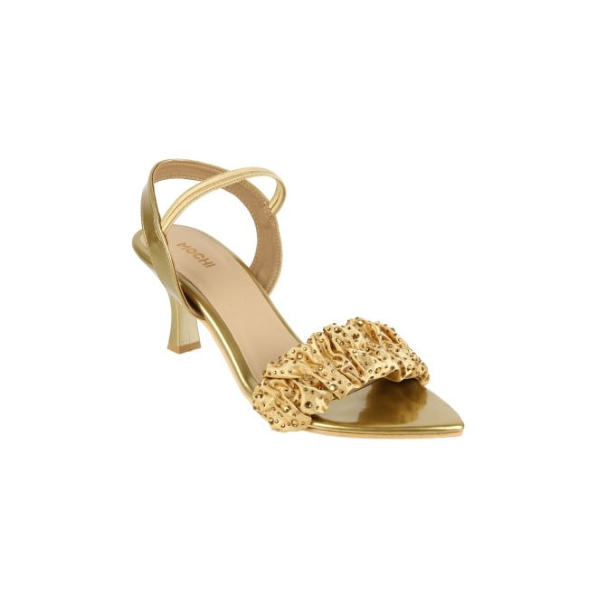 Mochi Women Antique-Gold Party Sandals