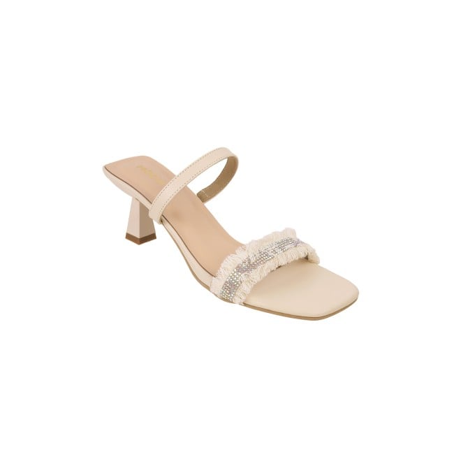 Mochi Women Beige Party Slip Ons