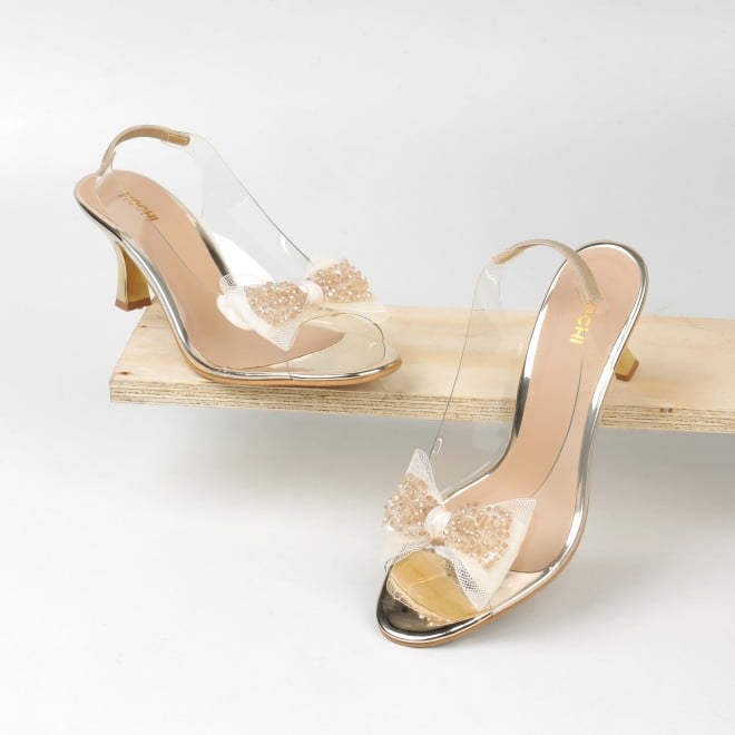 Mochi Women Gold Party Sandals