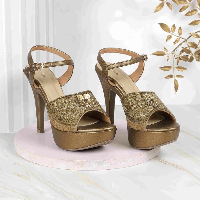 Mochi Women Antic-gold Formal Sandals