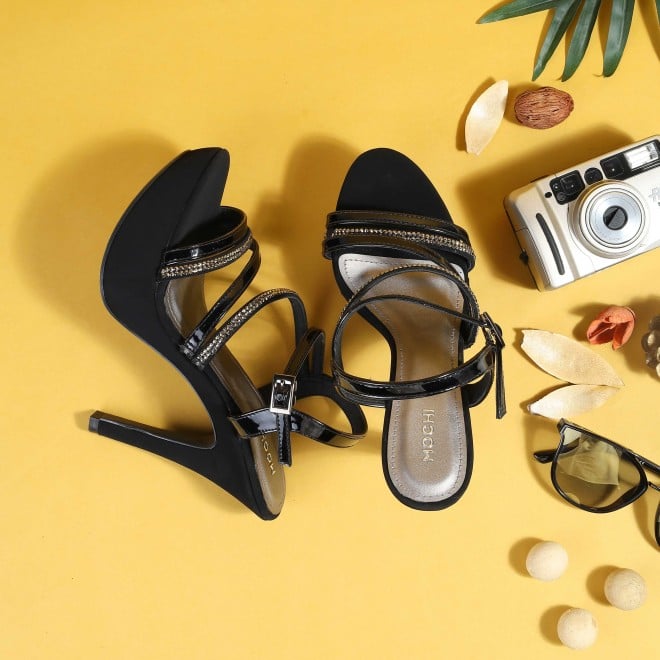 Mochi Women Black Party Sandals