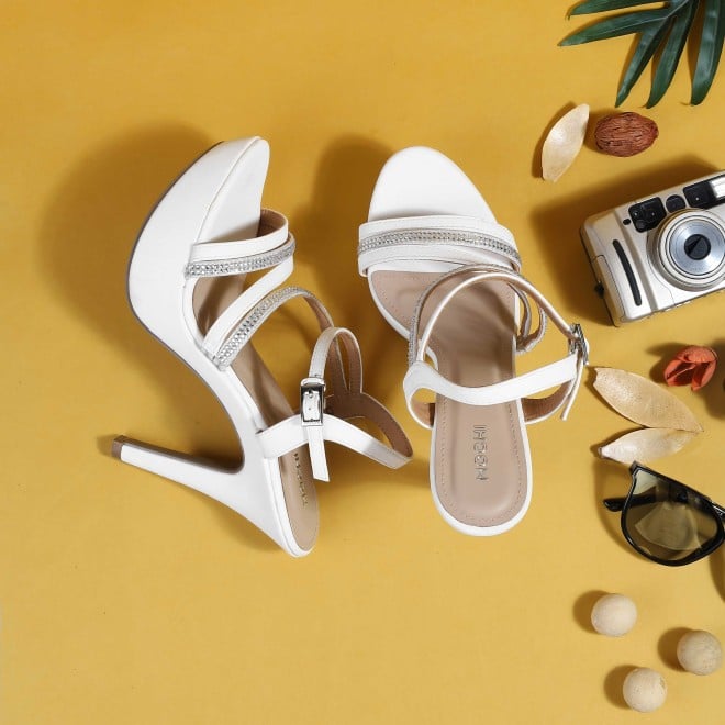 Mochi Women White Party Sandals