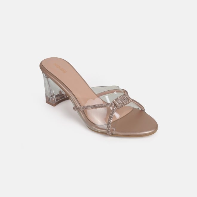 Mochi Women Rose-Gold Party Slip Ons