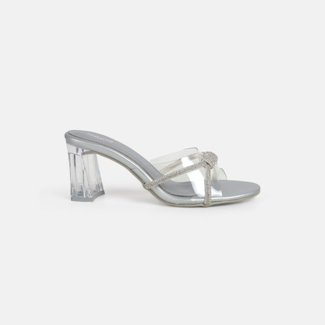 Mochi Women Silver Party Slip Ons (SKU: 40-337-27-36)