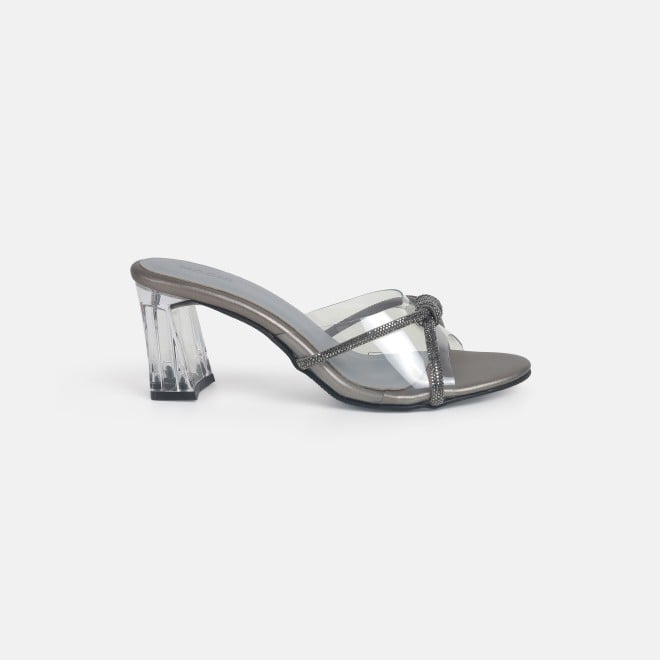 Mochi Women Gun-Metal Party Slip Ons (SKU: 40-337-29-36)
