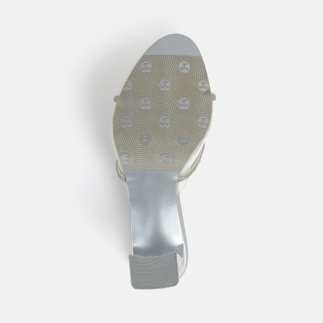 Mochi Women Silver Party Slip Ons (SKU: 40-337-27-36)