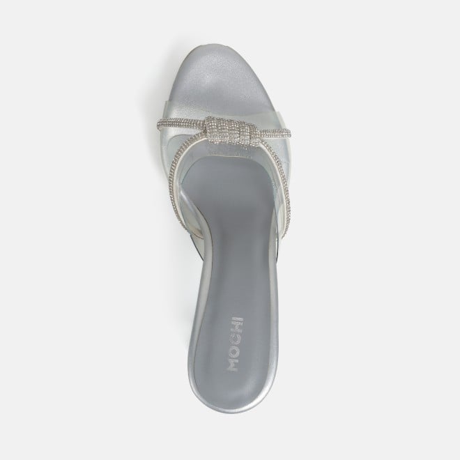 Mochi Women Silver Party Slip Ons (SKU: 40-337-27-36)