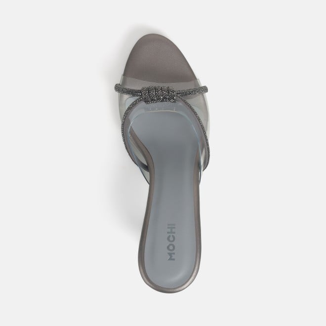 Mochi Women Gun-Metal Party Slip Ons (SKU: 40-337-29-36)