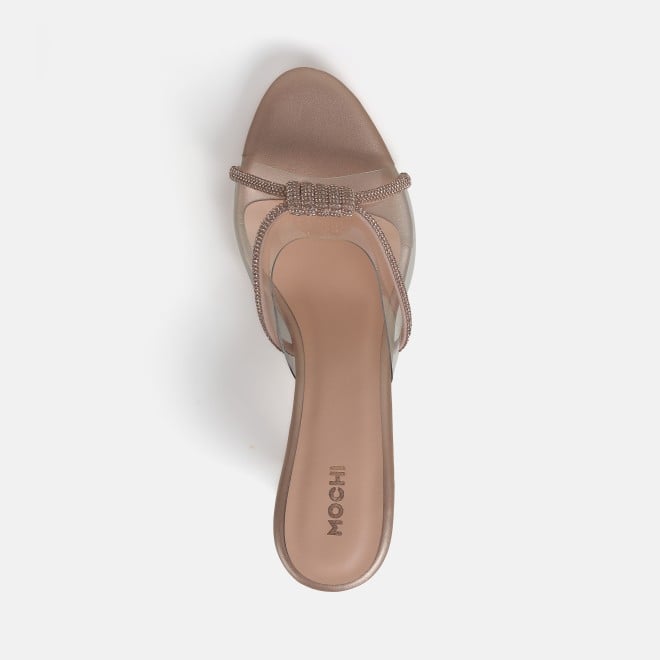 Mochi Women Rose-Gold Party Slip Ons (SKU: 40-337-52-38)