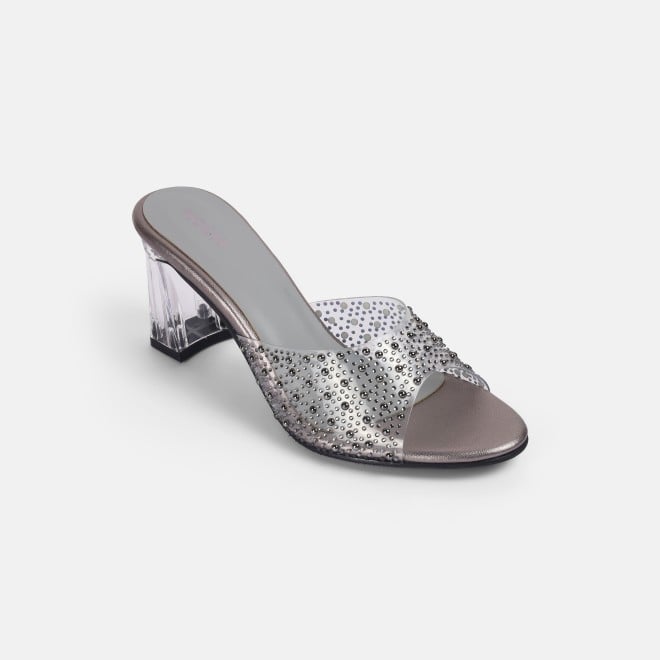 Mochi Women Gun-metal Party Slip Ons