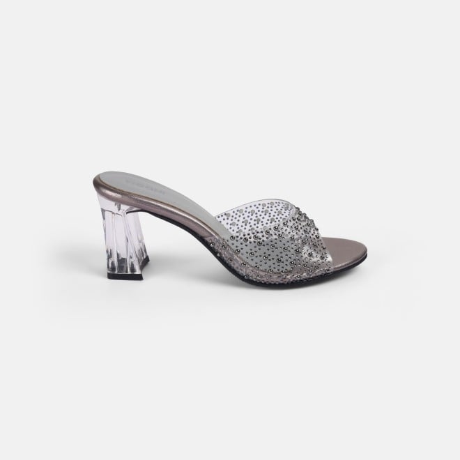 Mochi Women Gun-metal Party Slip Ons (SKU: 40-338-29-36)